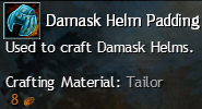 MMOJUGG Guild Wars 2 US Damask Helm Padding Details View of Item Function and Use
